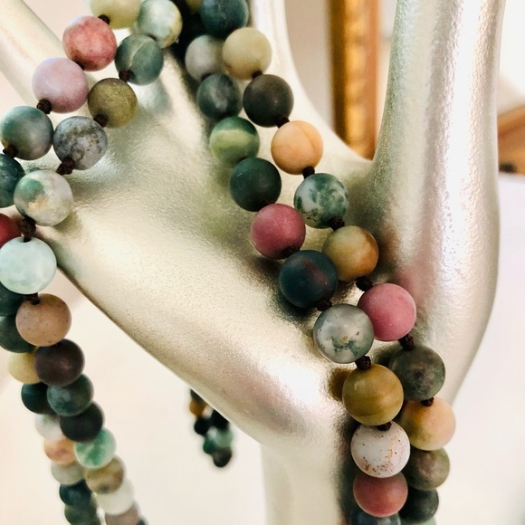Vintage Frosted Glass Bead Long Necklace - Picture 6 of 14